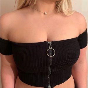 FOXY~ Off The Shoulder Crop Top